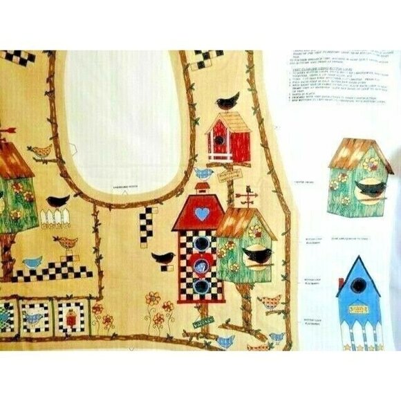 Birdhouse Bungalow Vest Fabric One Size Sewing Panel Pattern Applique Vintage - Picture 4 of 5